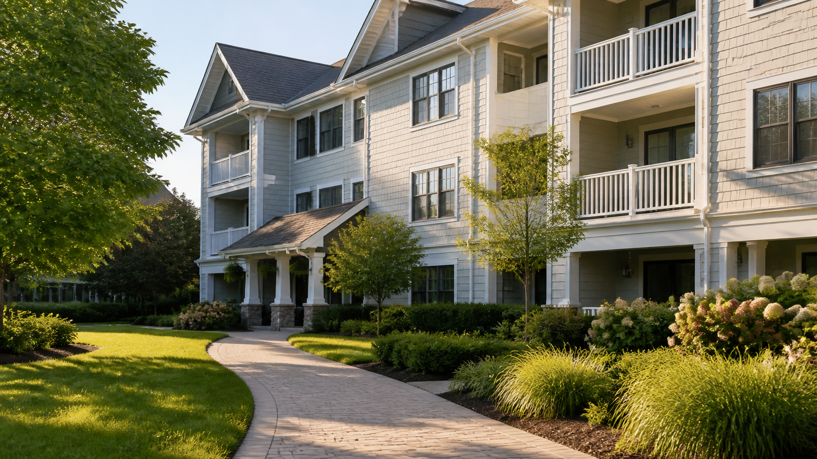 Well-maintained condominium building